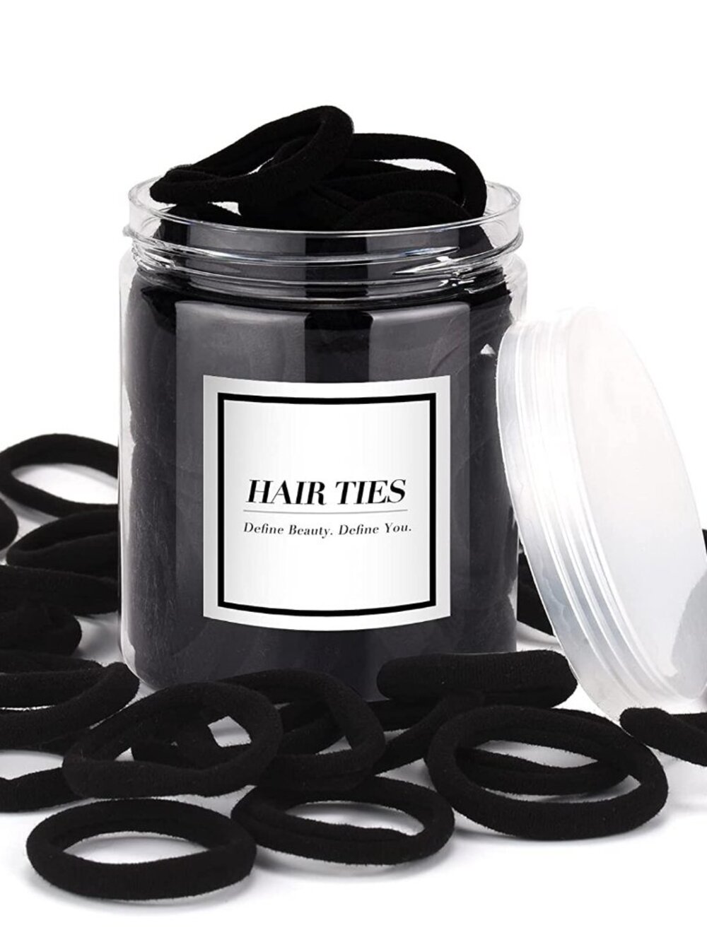 50PCS Black Hair Ties,Cotton Seamless Ponytail Holders,No Damage Elastics Hair B
